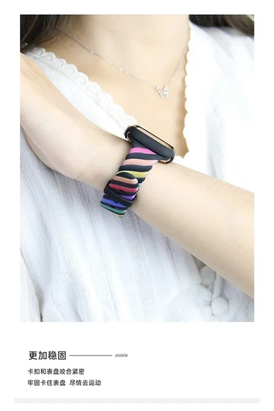 Pazariz Apple Watch Uyumlu2 3 4 5 6 7 Se 40mm Spor Renkli Örgü Silikon Kayış Kordon - Resim 2