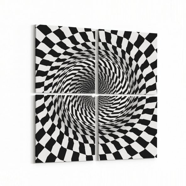 Olla 10239 Abstract Girdap Görsel Kare 4lü Kanvas Tablo