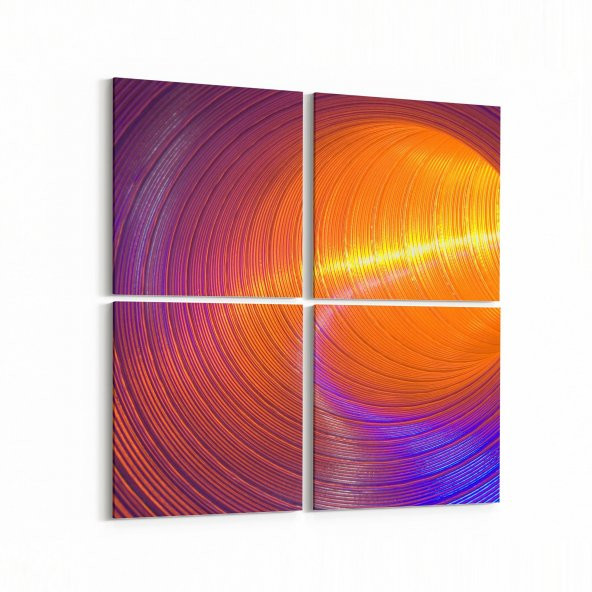 Olla 10262 Abstract Girdap Görsel Kare 4lü Kanvas Tablo