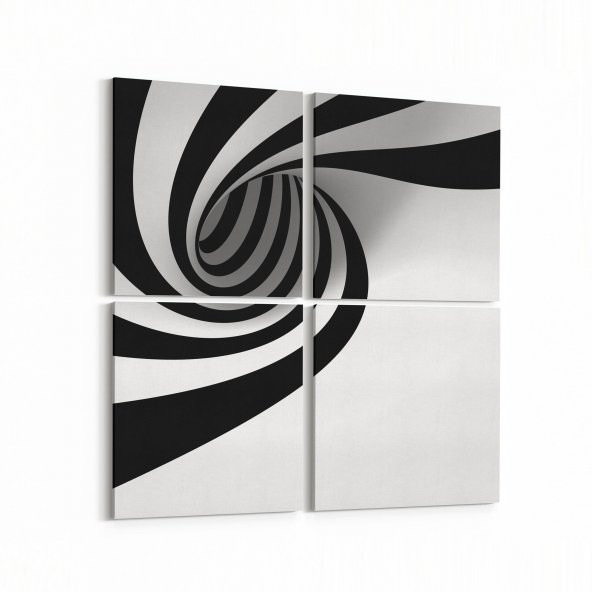 Olla 10276 Abstract Girdap Görsel Kare 4lü Kanvas Tablo
