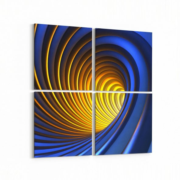 Olla 10279 Abstract Girdap Görsel Kare 4lü Kanvas Tablo