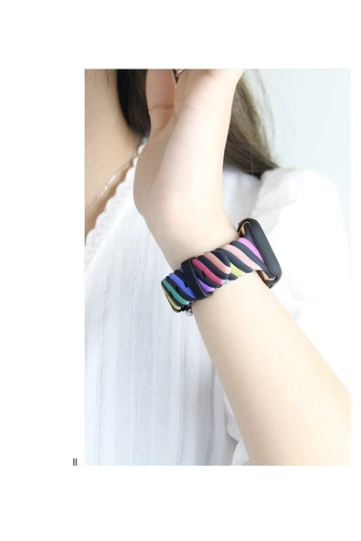 Pazariz Apple Watch Uyumlu2 3 4 5 6 7 Se 40mm Spor Renkli Örgü Silikon Kayış Kordon - Resim 3