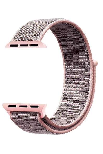 Pazariz Apple Watch Uyumludokuma Kordon Kayış 7 - 6 - Se - 5 - 4 - 3 - 2 - 1 42mm 44mm - Pembe Gri