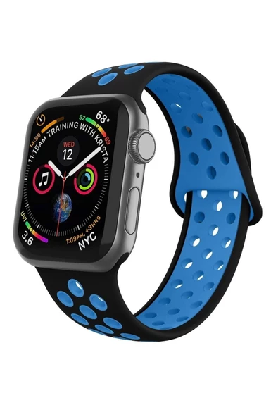 Pazariz Apple Watch Uyumlusilikon Delikli Kordon Iwatch Uyumlukayış - 38mm/40mm - Mavi