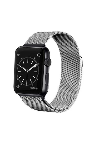 Pazariz Apple Watch Uyumlu1 2 3 4 5 Serisi 38mm Gümüş Rengi Çelik Hasır Kordon