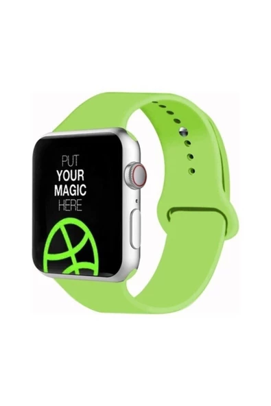 Pazariz Apple Watch Uyumlu38 - 40 Mm Spor Kordon Silikon Kayış Açık Yeşil