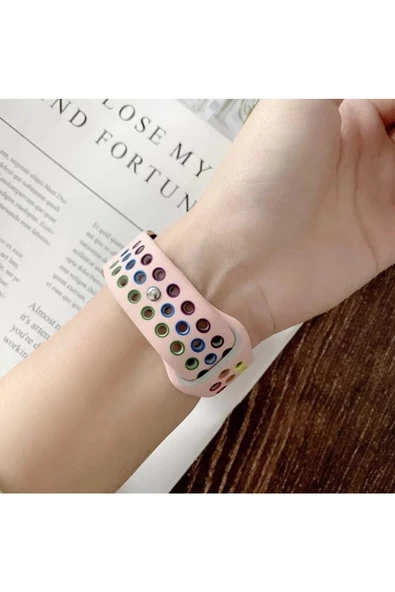 Pazariz Apple Watch Uyumlu42mm - 44mm - 45mm 1 2 3 4 5 6 Se 7 8 Için Delikli Spor Kordon Kayış - Resim 2