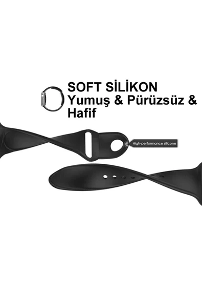 Pazariz Apple Watch Uyumlu2 3 4 5 6 7 8 Se 38 / 40 / 41 Mm Silikon Kordon Kayış Band - Resim 2