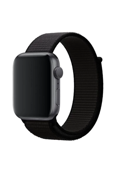Pazariz Siyah Apple Watch Uyumlu 2 3 4 5 Uyumlu 38 Mm 40 Mm Hasır Dokuma Spor Kordon ürün görseli 1
