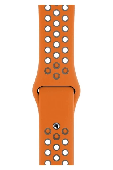 Pazariz Watch Uyumlu1 2 3 4 5 6 7 Se 45mm Delikli Sportif Silikon Kordon Kayış Turuncu ürün görseli 1