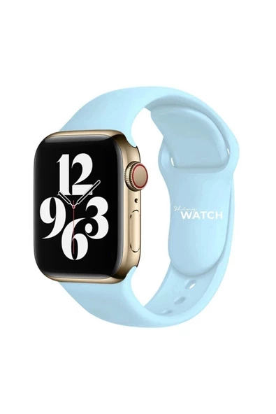 Pazariz Apple Watch Uyumluspor Silikon Kordon 42/44mm Gök Mavisi - Resim 3