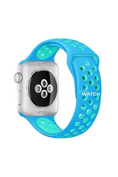 Pazariz Apple Watch Uyumludelikli Silikon Kordon 42/44mm Blue Blue - Resim 2