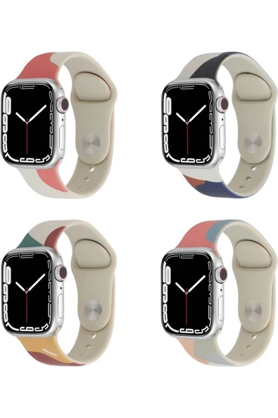 Pazariz Apple Watch Uyumlu8 41 Mm Silikon Kordon Soft Yüzey Spor Morandi Kayış - Resim 3