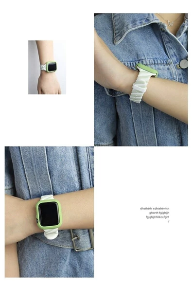 Pazariz Apple Watch Uyumlu2 3 4 5 6 7 Se 38mm 40mm 41mm Spor Renkli Örgü Silikon Kayış Kordon - Resim 2