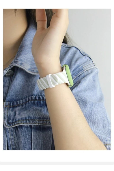 Pazariz Apple Watch Uyumlu2 3 4 5 6 7 Se 38mm 40mm 41mm Spor Renkli Örgü Silikon Kayış Kordon - Resim 3