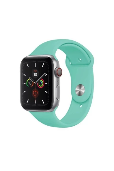 Pazariz Apple Watch Uyumlukordon 2 3 4 5 6 Se 42 Mm Ve 44 Mm Silikon Kordon Kayış - Su Yeşili