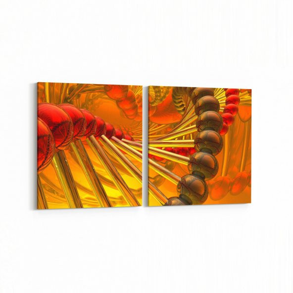 Olla 10290 Abstract Görsel Kare 2li Yatay Kanvas Tablo