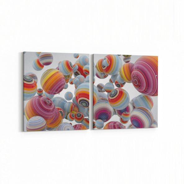 Olla 10392 Abstract Görsel Kare 2li Yatay Kanvas Tablo