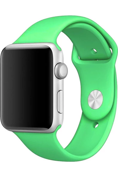 Pazariz Apple Watch Uyumluseries 8 45mm Kordon, Silikon Spor Yeşil - Resim 2