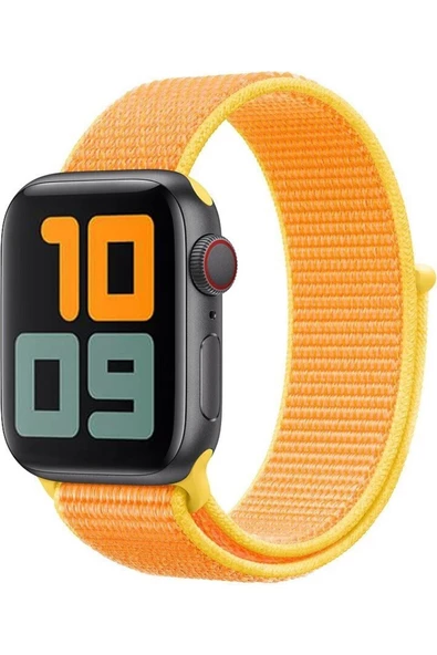 Pazariz Apple Watch Uyumlu8 45mm Kordon Hasırlı Kumaş Turuncu