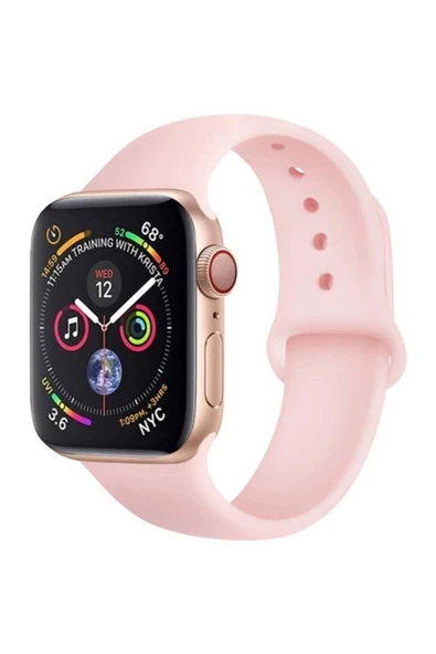 Pazariz Apple Watch Uyumlu38 - 40 Mm Spor Kordon Silikon Kayış Rose Gold ürün görseli 1