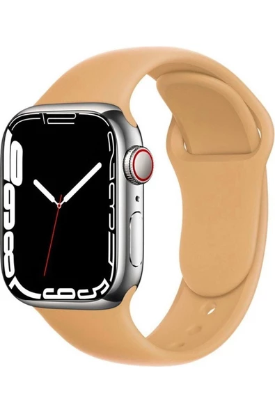 Pazariz Apple Watch Uyumlu8 41 Mm Silikon Kordon Kayış - Ceviz - Taba