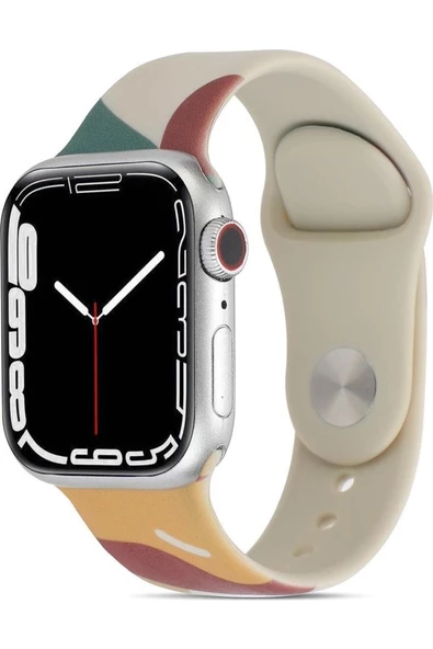 Pazariz Apple Watch Uyumlu8 41 Mm Silikon Kordon Soft Yüzey Spor Morandi Kayış - Resim 2