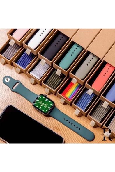 Pazariz Apple Watch Uyumlu8 45mm Kordon Spor Silikon Bebe Mavisi - Resim 3