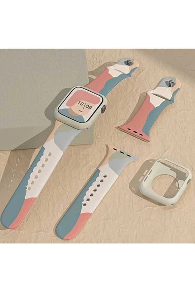 Pazariz Apple Watch Uyumlu38mm 40mm 41mm 1/2/3/4/5/6/se/7/8 Kordon Karışık Renkli Silikon Kordon - Resim 3