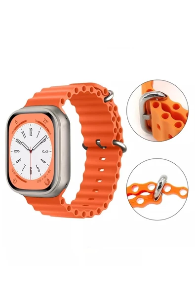 Pazariz Apple Watch Uyumlu6 7 8 Se 42 44 45 46 Mm Kordon Kayış Silikon - Resim 3