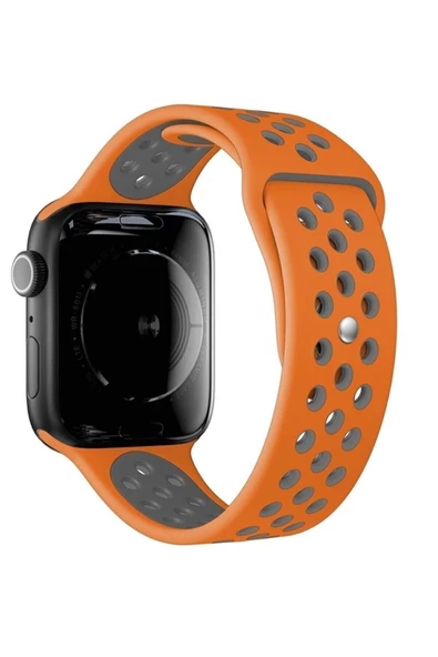 Pazariz Watch Uyumlu1 2 3 4 5 6 7 Se 45mm Delikli Sportif Silikon Kordon Kayış Turuncu - Resim 3