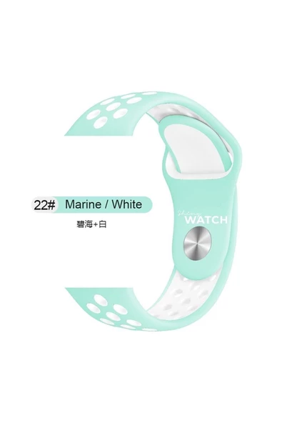 Pazariz Apple Watch Uyumludelikli Silikon Kordon 42/44mm Marine White