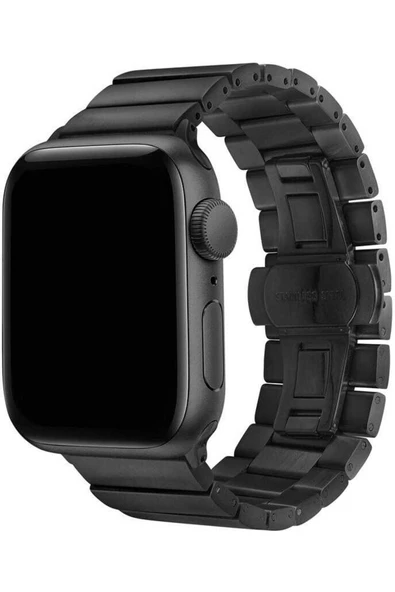 Pazariz Apple Watch Uyumlu38mm 40mm 41mm 1/2/3/4/5/6/se/7/8 Kordon Metal Katlamalı Klipsli Kordon - Resim 2