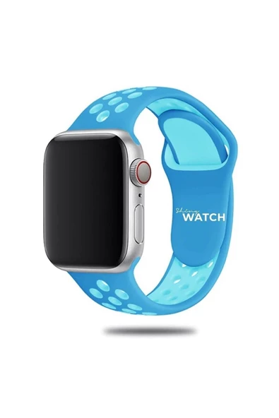 Pazariz Apple Watch Uyumludelikli Silikon Kordon 42/44mm Blue Blue - Resim 3