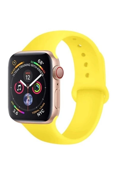 Pazariz Apple Watch Uyumlu38 - 40 Mm Spor Kordon Silikon Kayış Sarı