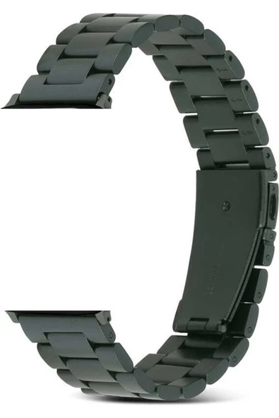 Pazariz Apple Watch Uyumluseries 8 45mm Kordon Hasır Metal Örgülü Ayarlanair Siyah - Resim 3