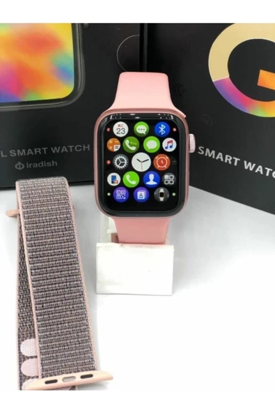 Pazariz G68l Smart Watch 6s Akıllı Saat Yan Tuşlar Aktif Uygulama – Çift Kordon Pembe - Resim 2