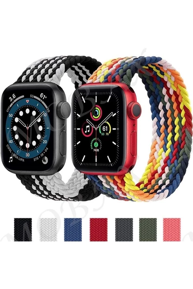 Pazariz Apple Watch Uyumlu42mm 44mm 45mm 49mm 1/2/3/4/5/6/se/7/8/ultra Kordon Örgü K ürün görseli 1