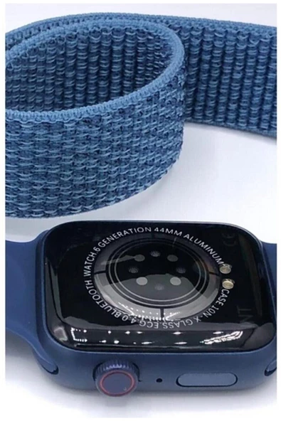 Pazariz G68l Smart Watch 6s Akıllı Saat Yan Tuşlar Aktif Uygulama – Çift Kordon Mavi - Resim 3