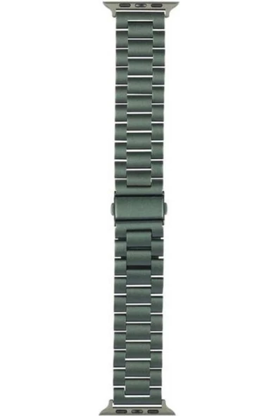 Pazariz Apple Watch Uyumluseries 8 45mm Kordon Metal Sıralı Kordon Siyah - Resim 2