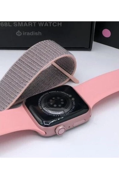Pazariz G68l Smart Watch 6s Akıllı Saat Yan Tuşlar Aktif Uygulama – Çift Kordon Pembe - Resim 3