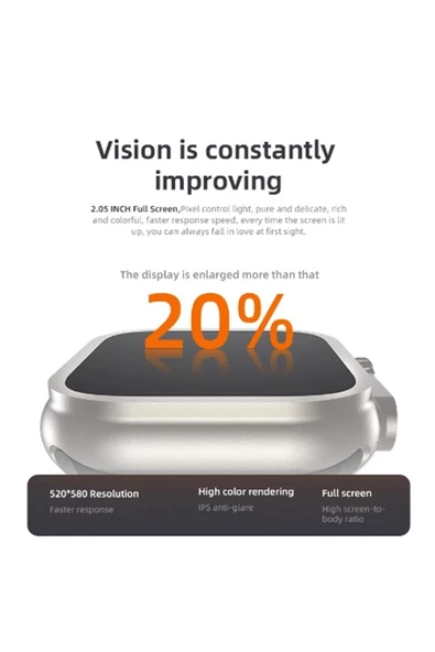 Pazariz Gs8 Watch 8 Ultra Akıllı Saat Turuncu Türkçe Watch 2.02 Inc Siyah Silikon Kordon Hediye - Resim 3