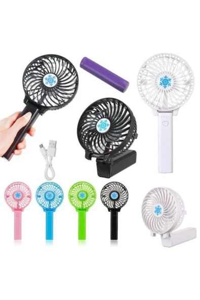 Pazariz Şarjlı Mini Katlanabilir El Vantilatör Soğutucu Fan - Pembe - 3