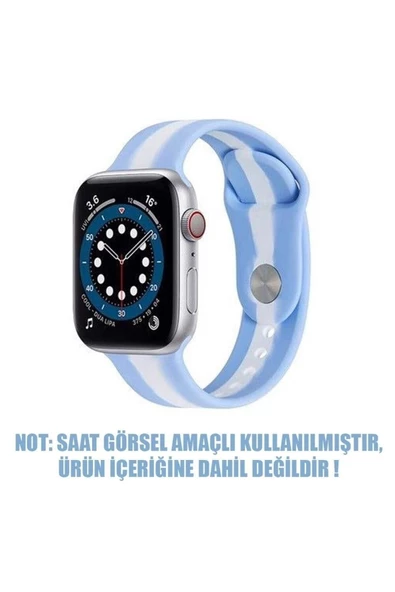 Pazariz Apple Watch Uyumluseries 8 41mm Kordon Town Stripe Mavi - Resim 2