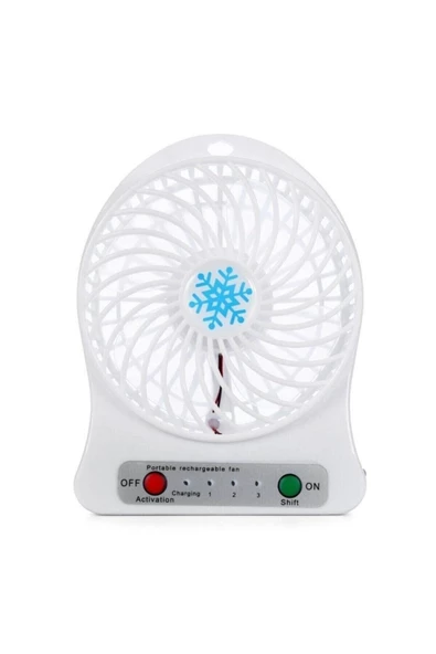 Pazariz 3 Kademeli Şarjlı Masa Üstü Usb Mini Taşınabilir Vantilatör Fan Mavi