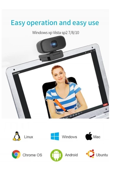 Pazariz B17 Web Kamera 1080p Uzaktan Eğitime Uygun Mikrofonlu Bilgisayar Kamerası - 3
