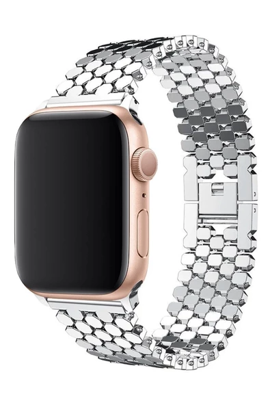 Pazariz Apple Watch Uyumluultra 3 4 5 6 7 8 Se 42 44 45 49mm Kordon Bal Peteği Çelik Loop - 3