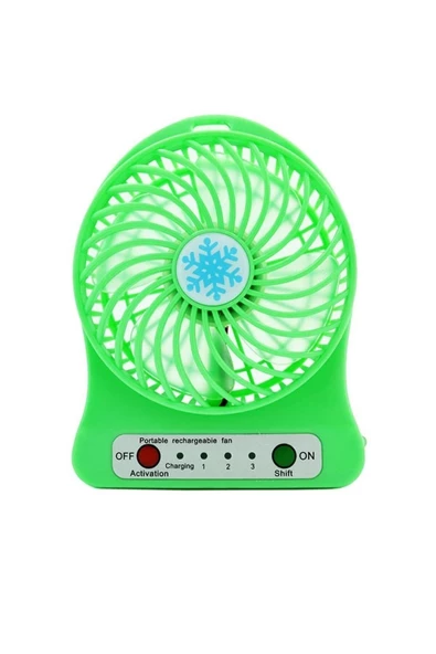 Pazariz Masaüstü Şarjlı Fan Vantilatör (plastik) Yeşil