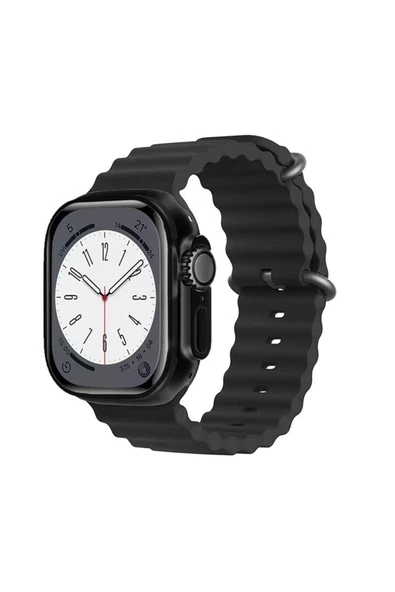 Pazariz Gs8 Watch 8 Ultra Akıllı Saat Siyah Türkçe Watch 2.02 Inc Lacivert Silikon Kordon Hediye - 2