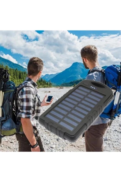 Pazariz Solar Güneş Enerjili 10000 Mah 12 Power Led Işık Power Bank